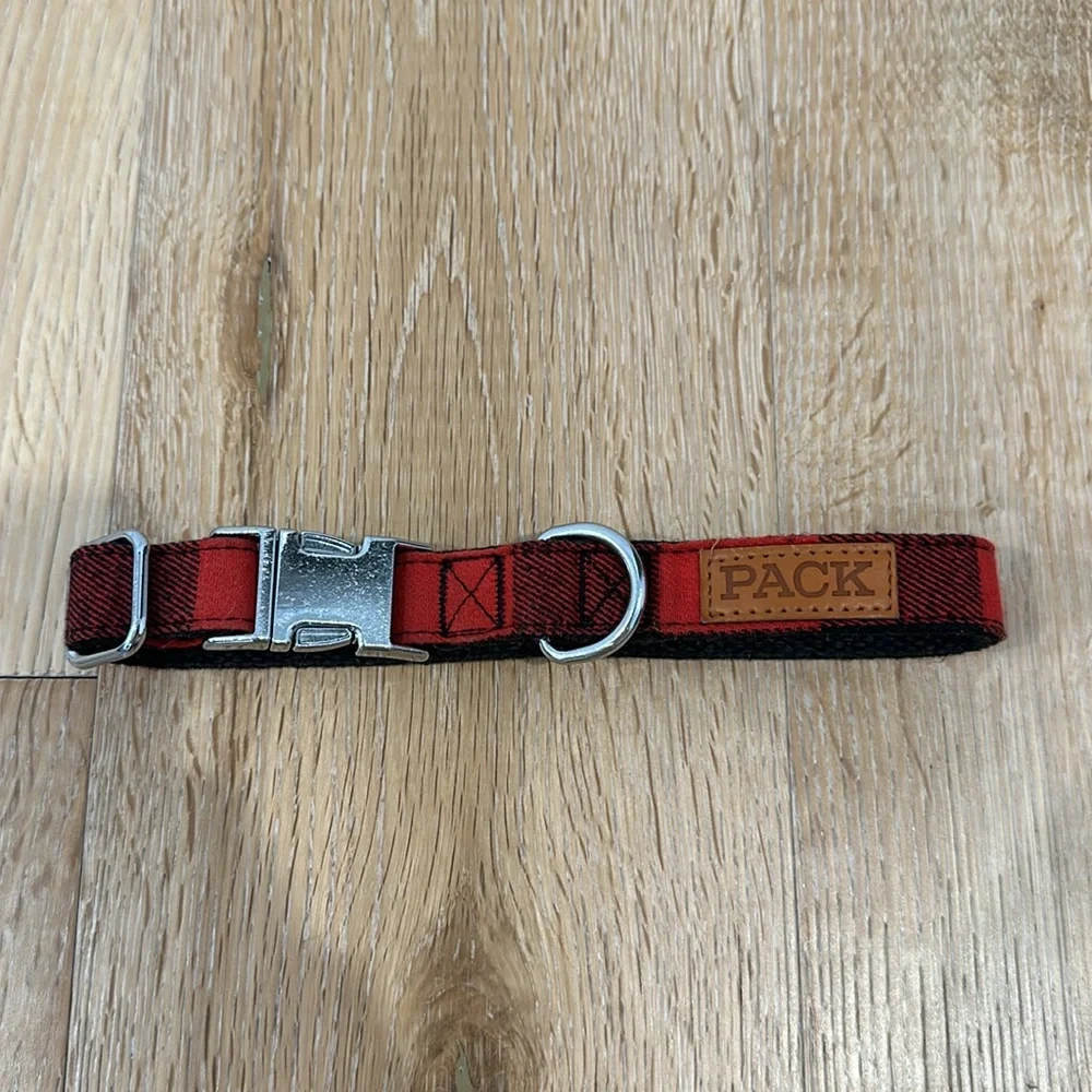 Pack Leashes Beauregard Black Ted Gingham Medium 11”- 15” Dog Collar